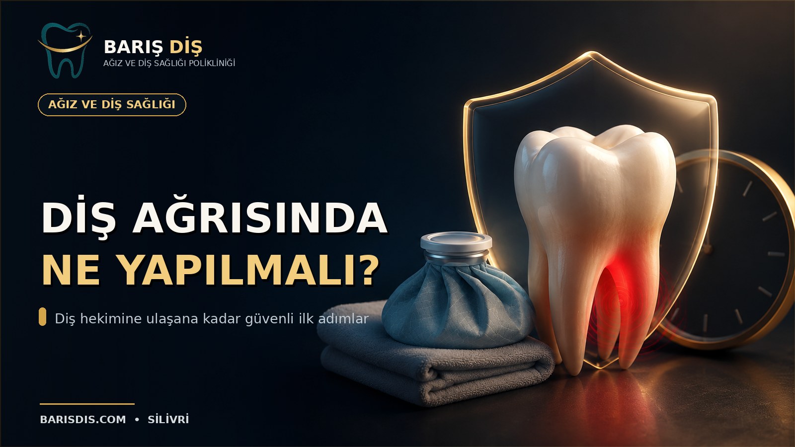 Diş ağrısında ne yapılmalı ve diş hekimine ulaşana kadar güvenli ilk adımları anlatan kapak görseli